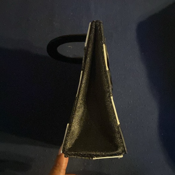 Retro Black White Mini Checkered Purse Mother of Pearl - Picture 3 of 6